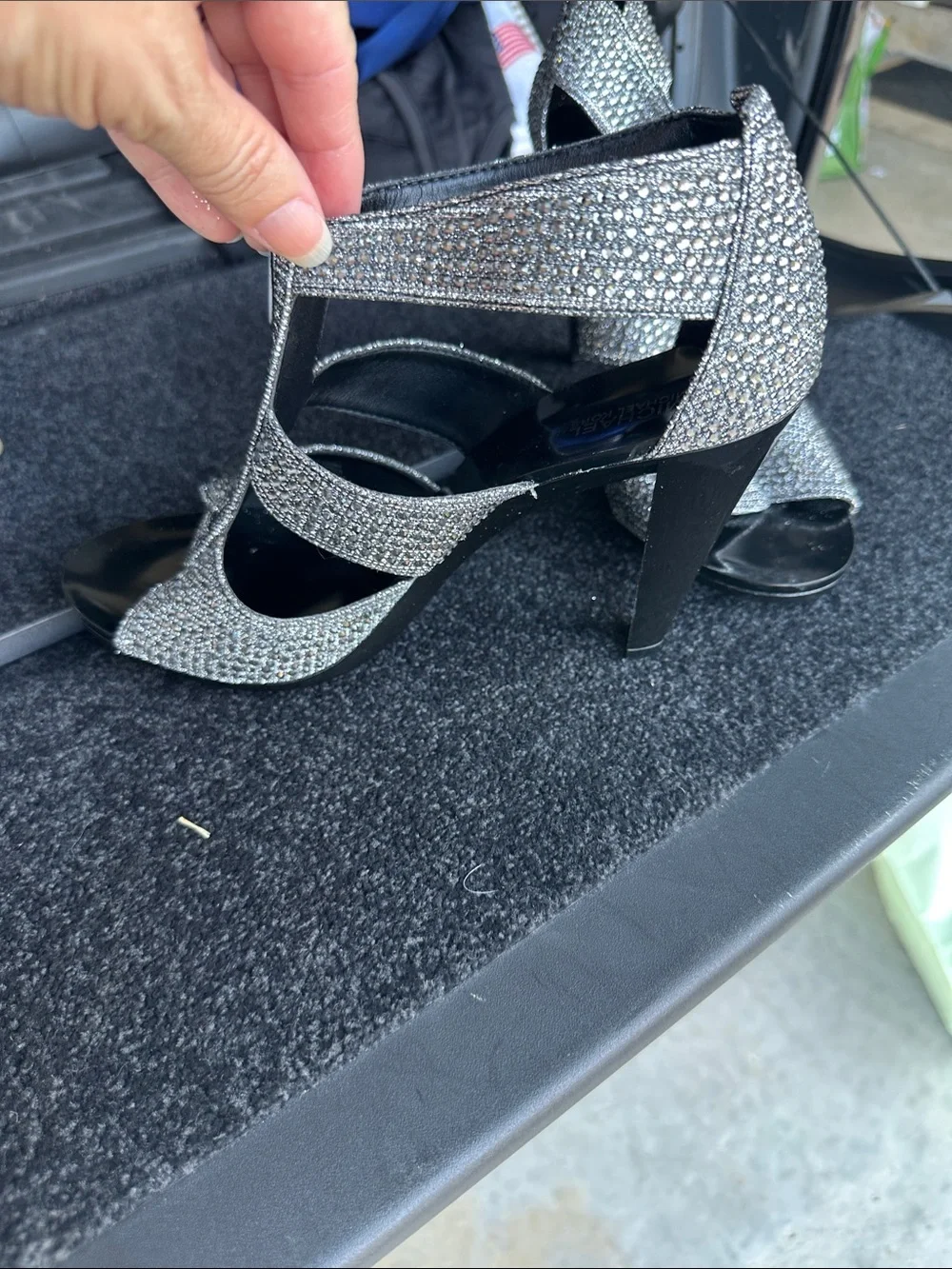 Michael Kors Crystal-Embellished Black Strappy Heels